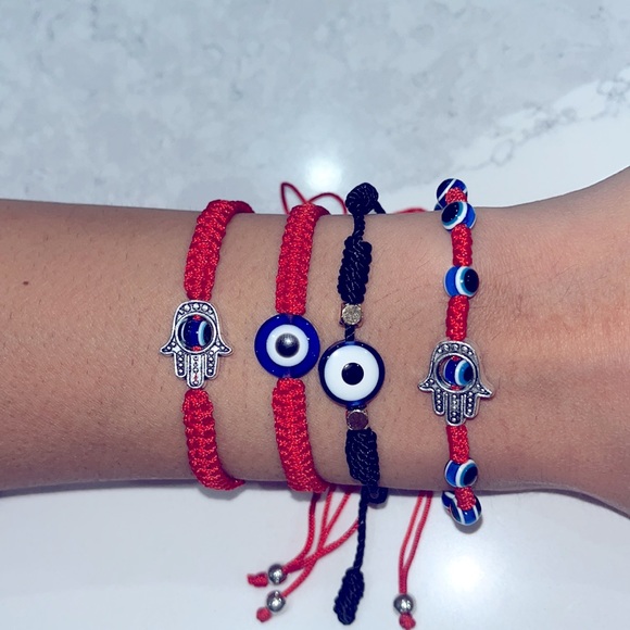 Evil Eye Bracelets 2 for $8 Red Blue Black - Picture 2 of 3